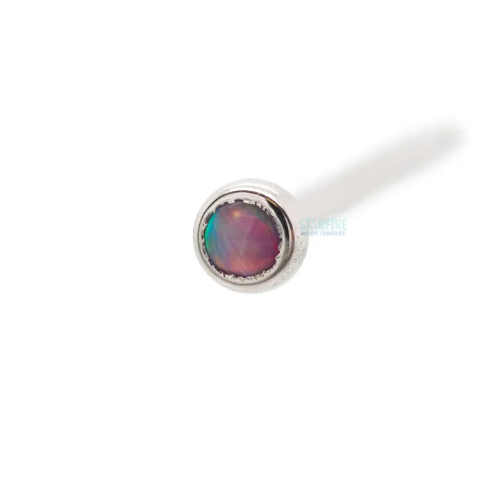 Industrial Strength IS Demi Bezelset Opal Nostril Screw Earrings