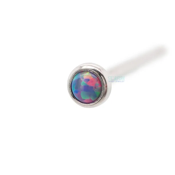 Industrial Strength IS Demi Bezelset Opal Nostril Screw Earrings