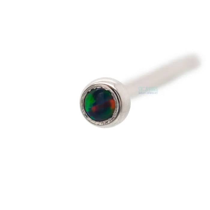 Industrial Strength IS Demi Bezelset Opal Nostril Screw Earrings
