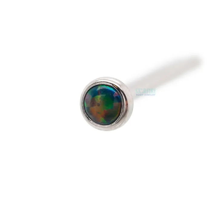 Industrial Strength IS Demi Bezelset Opal Nostril Screw Earrings