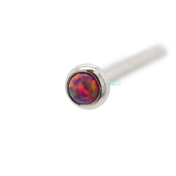 Industrial Strength IS Demi Bezelset Opal Nostril Screw Earrings