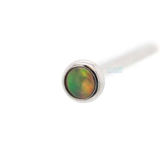 Industrial Strength IS Demi Bezelset Opal Nostril Screw Earrings