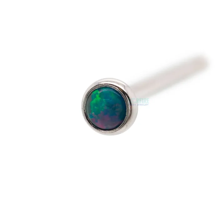 Industrial Strength IS Demi Bezelset Opal Nostril Screw Earrings