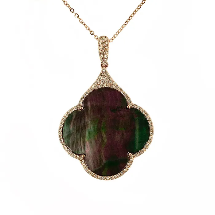 Necklaces Donald Haack Diamonds Black Mother of Pearl Diamond Necklace