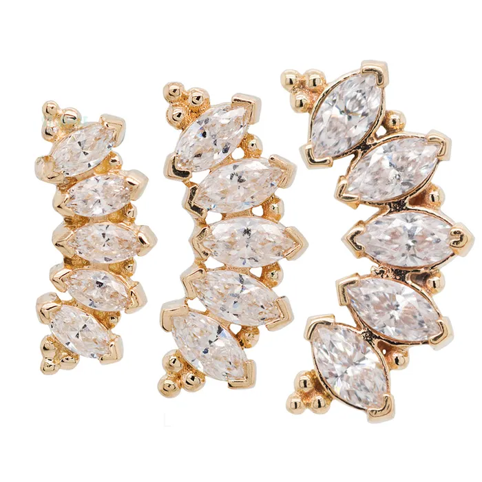 Necklaces Marquise Panaraya Threaded End in Gold with White CZs Body Vision BVLA