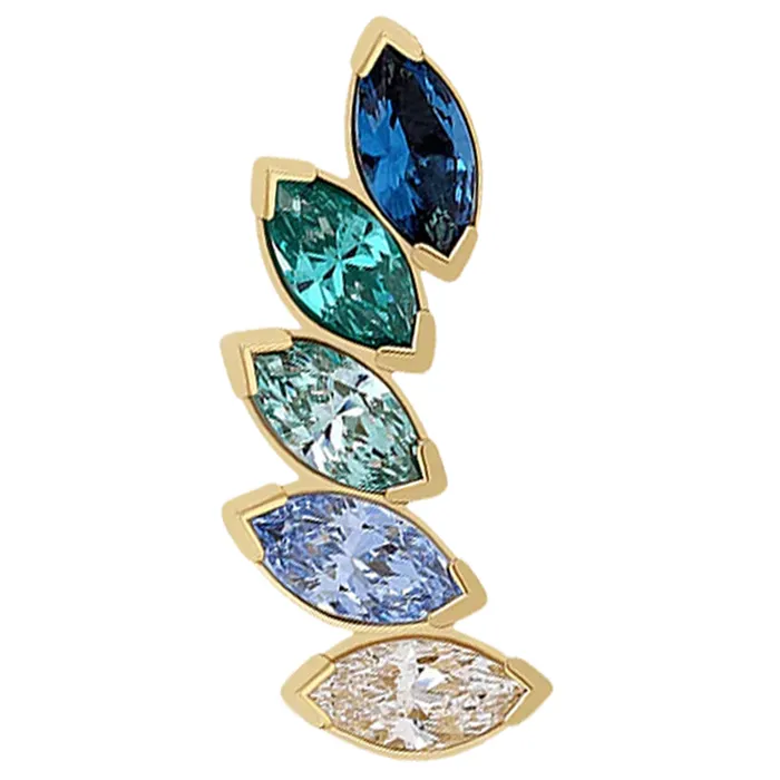 Necklaces threadless 5 Gem Fanfare End in Gold with BrilliantCut Gems custom color combos Anatometal