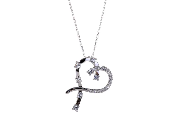 Red Necklaces N7106 Ribbon Heart Swarovski Elements Rhodium Plated Pendant Necklace Red Necklaces N7106 Ribbon Heart Swarovski Elements Rhodium Plated Pendant Necklace