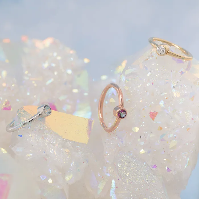 Rings Body Vision BVLA Round Fixed Bezel Seam Ring FBR in Gold with Diamond