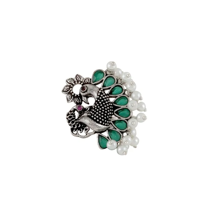 Teejh Akshya Pearl and Silver Oxidised Ring Teejh Rings Teejh Akshya Pearl and Silver Oxidised Ring Teejh Rings