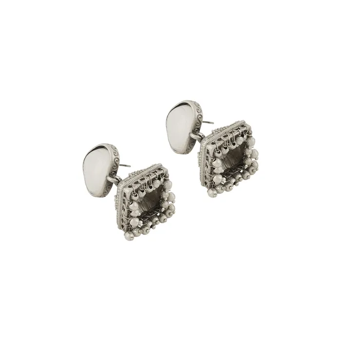 Teejh Karnavati Silver Oxidised White Earring Teejh Earrings