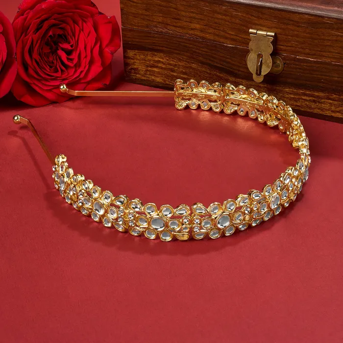 Teejh Teejh Jivika Gold White Stone Hairband Rings