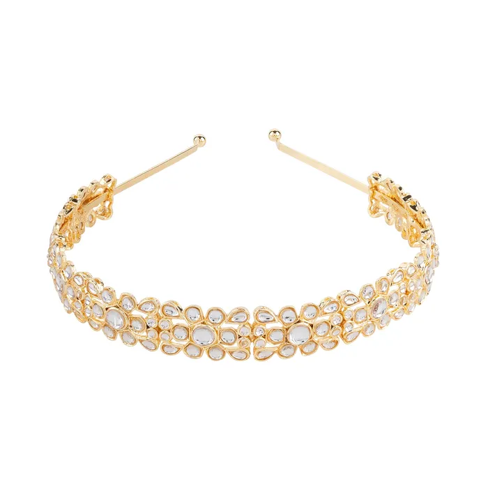 Teejh Teejh Jivika Gold White Stone Hairband Rings