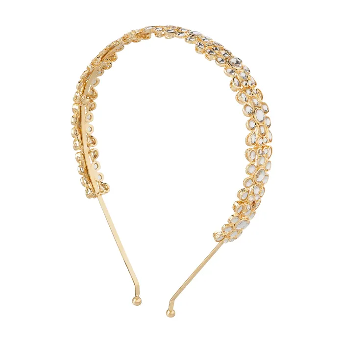 Teejh Teejh Jivika Gold White Stone Hairband Rings