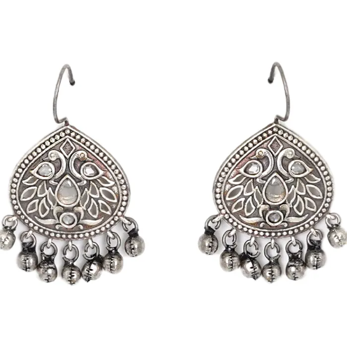Teejh Teejh Vanya Silver Oxidised White Earrings Earrings Teejh Teejh Vanya Silver Oxidised White Earrings Earrings