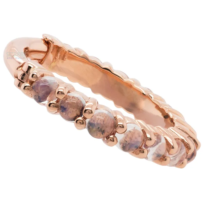 Telesto Cabochon Hinge Ring in Gold with Rainbow Moonstone Body Vision BVLA Rings