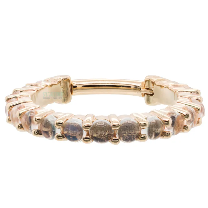 Telesto Cabochon Hinge Ring in Gold with Rainbow Moonstone Body Vision BVLA Rings