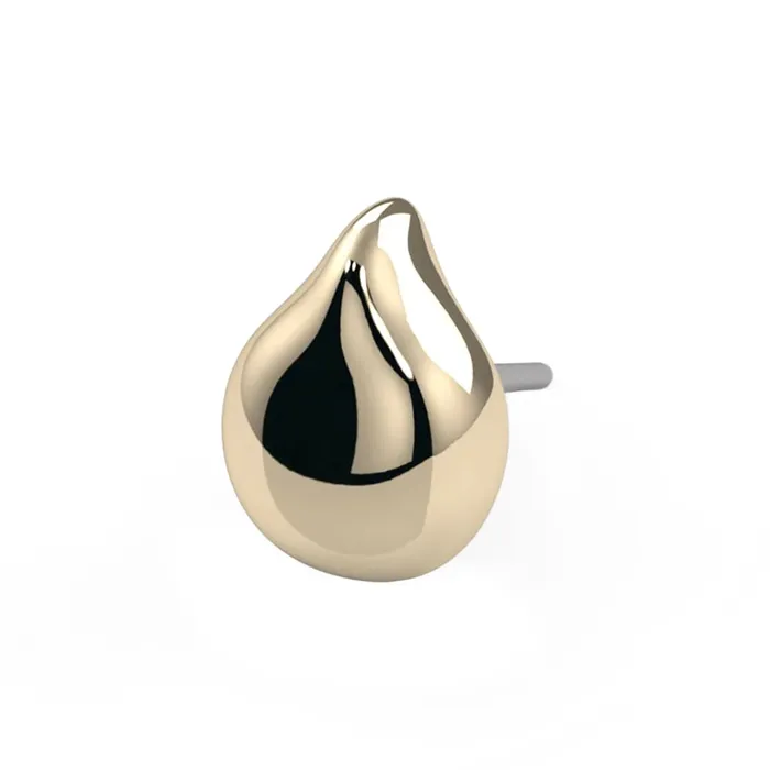 threadless Puffy Teardrop End in Gold Platinum Kiwi Diamond Earrings