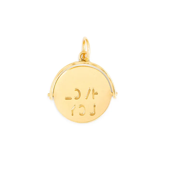 Vintage Earrings English I LOVE YOU 9k Gold Spinner Charm