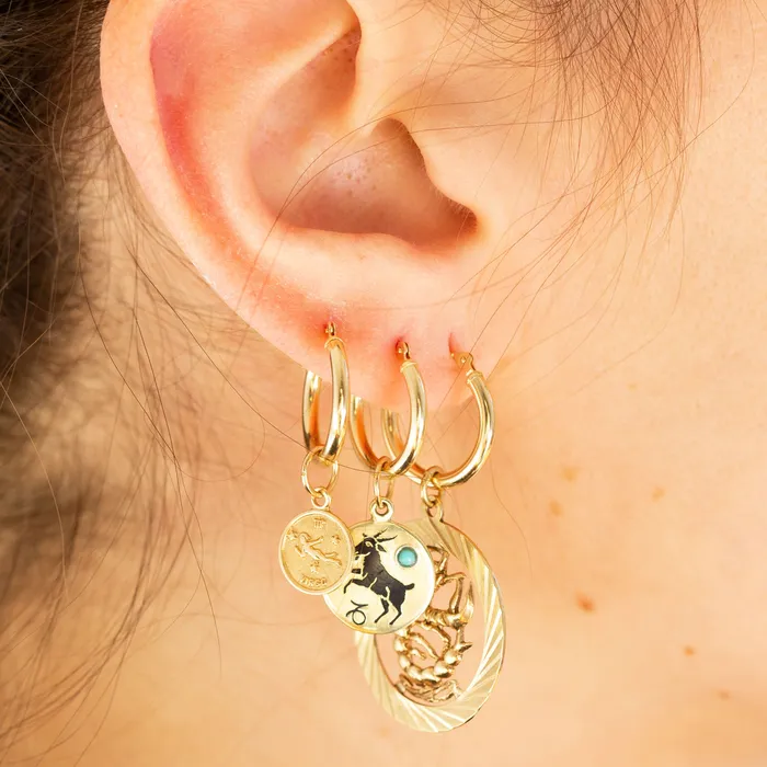 Vintage Earrings English I LOVE YOU 9k Gold Spinner Charm