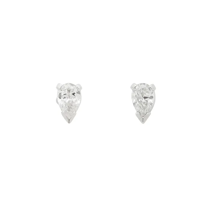 Vintage Earrings PearShaped Diamond Stud Earrings