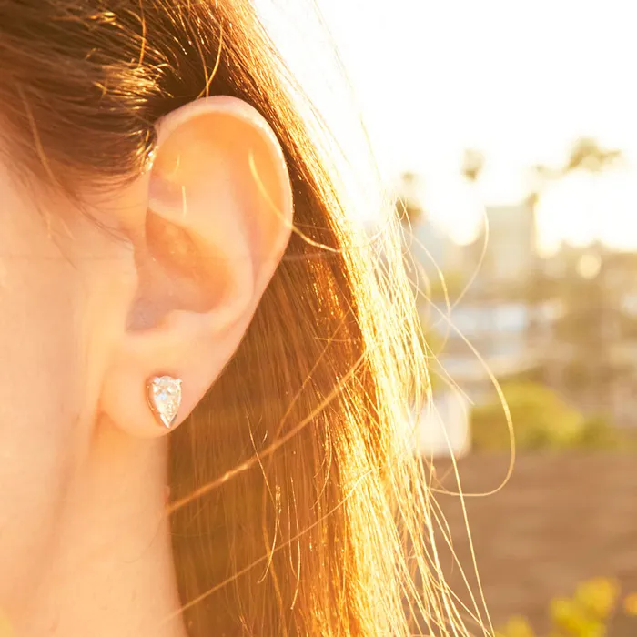 Vintage Earrings PearShaped Diamond Stud Earrings