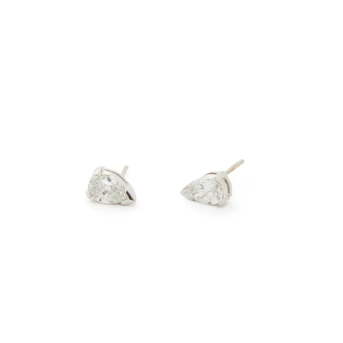 Vintage Earrings PearShaped Diamond Stud Earrings
