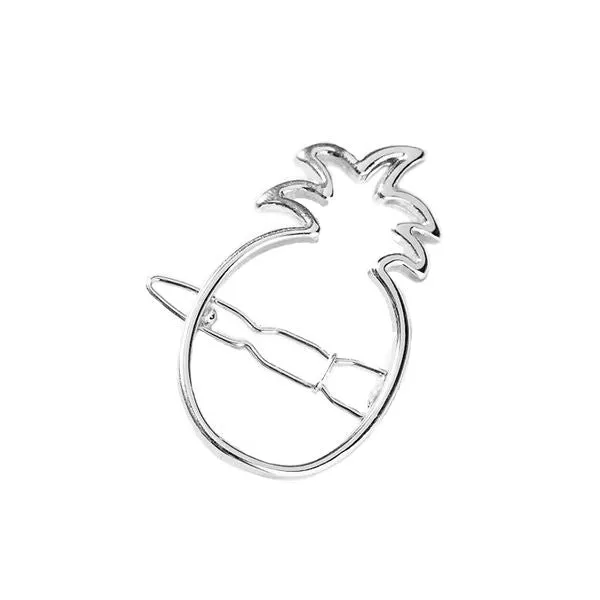 01 H518 Silver Pineapple Hair Clip Rings
