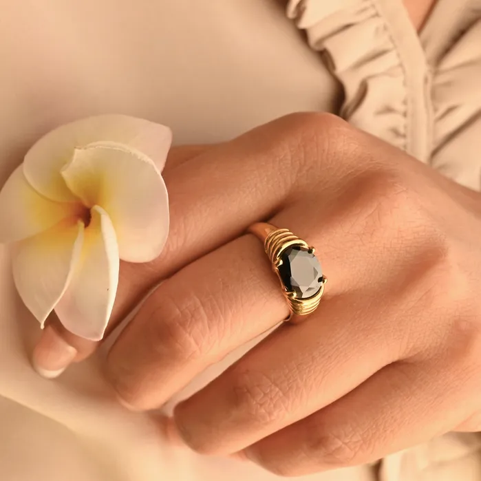 18K GoldFilled Black Zircon Ring Black Agate Ring For Women Noor Ring Jewelvers Rings 18K GoldFilled Black Zircon Ring Black Agate Ring For Women Noor Ring Jewelvers Rings