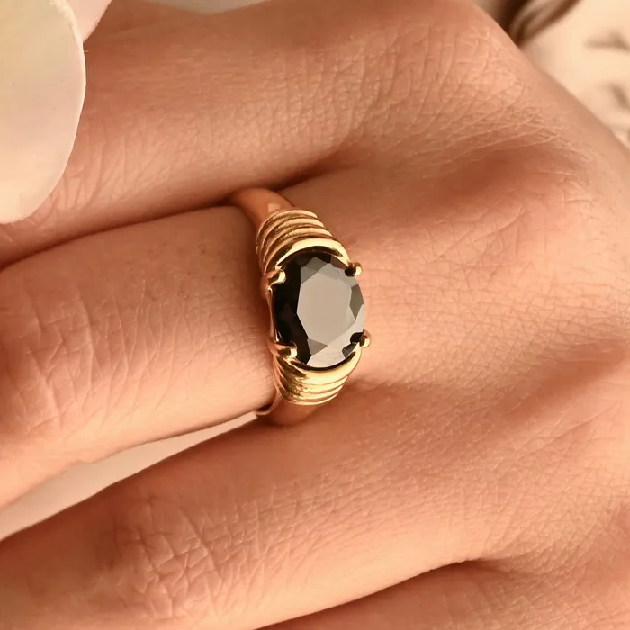 18K GoldFilled Black Zircon Ring Black Agate Ring For Women Noor Ring Jewelvers Rings 18K GoldFilled Black Zircon Ring Black Agate Ring For Women Noor Ring Jewelvers Rings