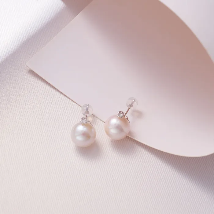 18K Solid Gold Top Grade Edison Pearl Earrings KE00185 Pearly Lustre Earrings