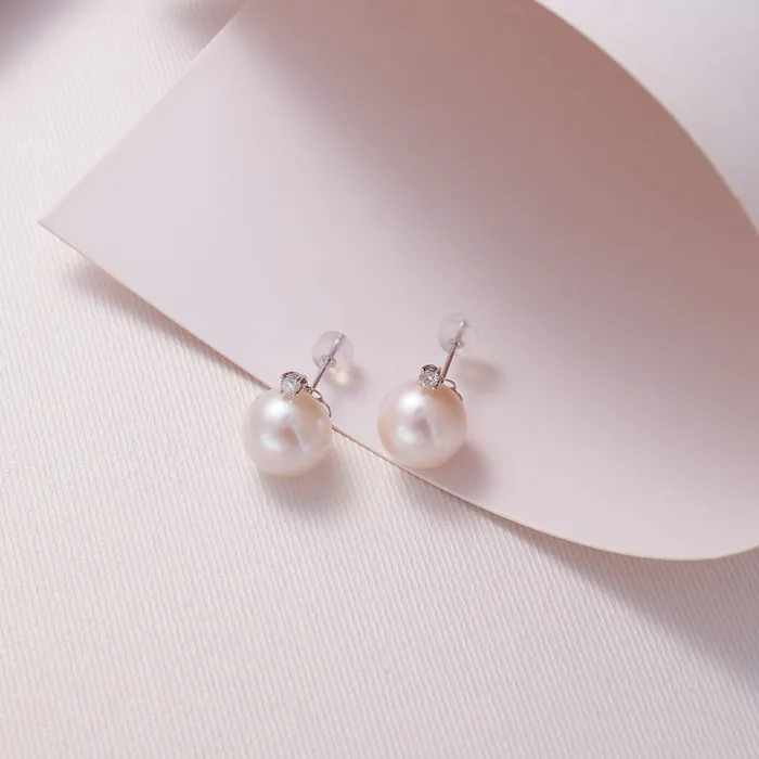 18K Solid Gold Top Grade Edison Pearl Earrings KE00185 Pearly Lustre Earrings