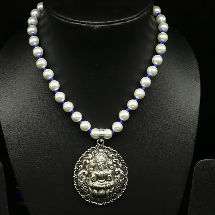 925 sterling silver handmade Goddess Laxmi design awesome pendant string with pearl tribal necklace wedding stylish brides gift set203 TRIBAL ORNAMENTS Necklaces