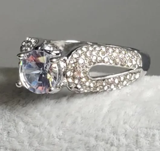 alice Rings R337 Silver Multi Rhinestone Ring