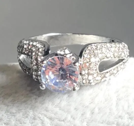 alice Rings R337 Silver Multi Rhinestone Ring