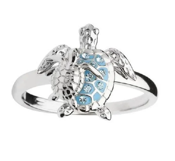 alice Rings R717 Silver Crystal Rhinestone Turtle Ring