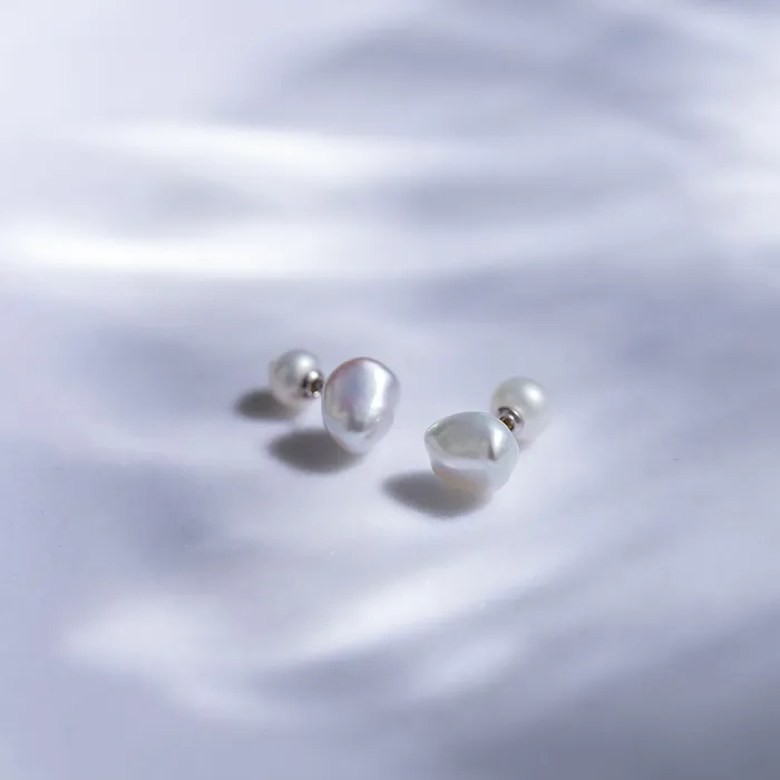 Baroque Pearl Stud Earrings WE00591 Stone Pearly Lustre Earrings