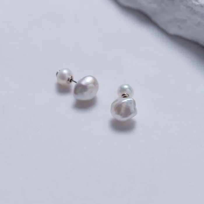 Baroque Pearl Stud Earrings WE00591 Stone Pearly Lustre Earrings