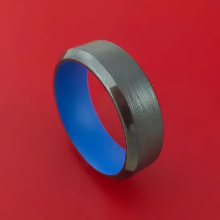 Black Zirconium Ring with Interior Cerakote Sleeve Custom Made Band Lashbrook Rings