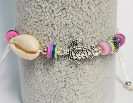 Bracelets polly B914 White Cord Sea Turtle Bead Bracelet