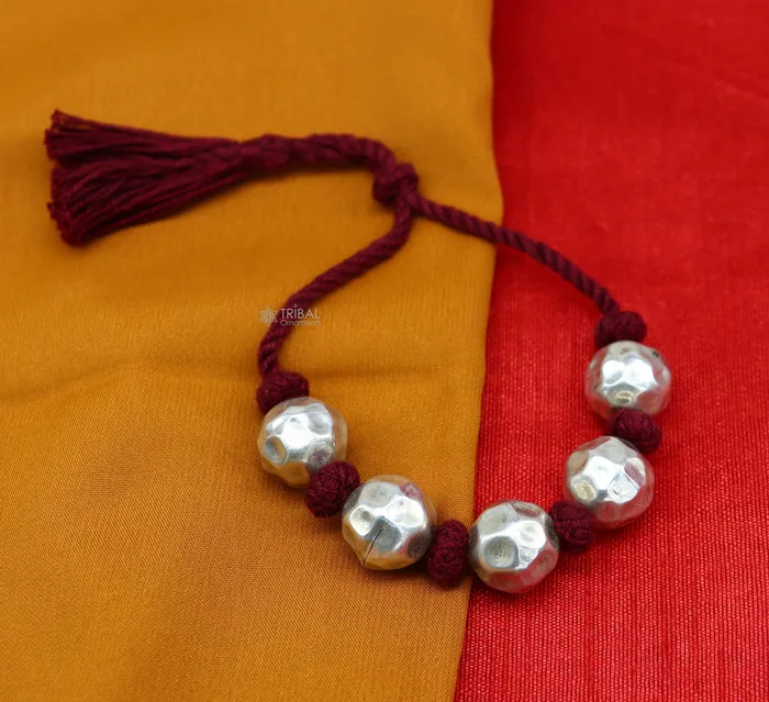 Bracelets TRIBAL ORNAMENTS 925 sterling silver vintage customized stylish beads bracelet adjustable brides gifting wedding ethnic bracelet tribal jewelry sbr684