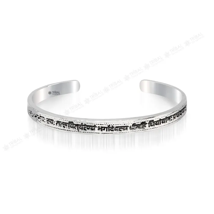 Bracelets TRIBAL ORNAMENTS Authentic 925 sterling silver customized Gayatri Mantra design cuff kada bracelet easy to adjust with your wrist unisex jewelry cuff41 Bracelets TRIBAL ORNAMENTS Authentic 925 sterling silver customized Gayatri Mantra design cuff kada bracelet easy to adjust with your wrist unisex jewelry cuff41