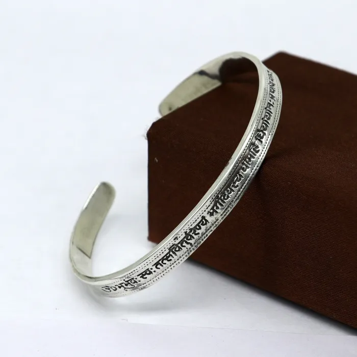 Bracelets TRIBAL ORNAMENTS Authentic 925 sterling silver customized Gayatri Mantra design cuff kada bracelet easy to adjust with your wrist unisex jewelry cuff41