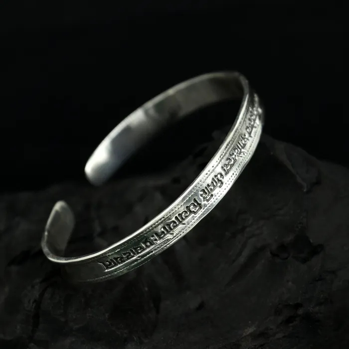 Bracelets TRIBAL ORNAMENTS Authentic 925 sterling silver customized Gayatri Mantra design cuff kada bracelet easy to adjust with your wrist unisex jewelry cuff41