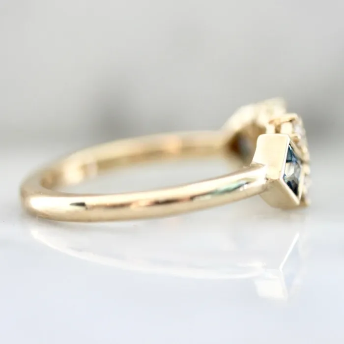 Double Dutch Light BlueGreen Princess Cut Sapphire Diamond Ring Kim Drosdick Rings