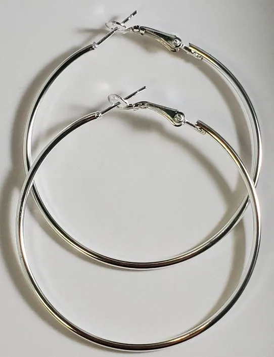 E1118 Silver 1 34 Hoop Earrings 01 Earrings