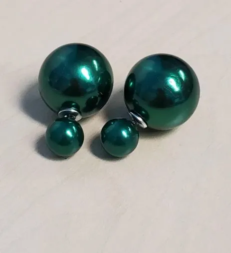 Earrings susan E1218 Green Pearlized Double Ball Earrings
