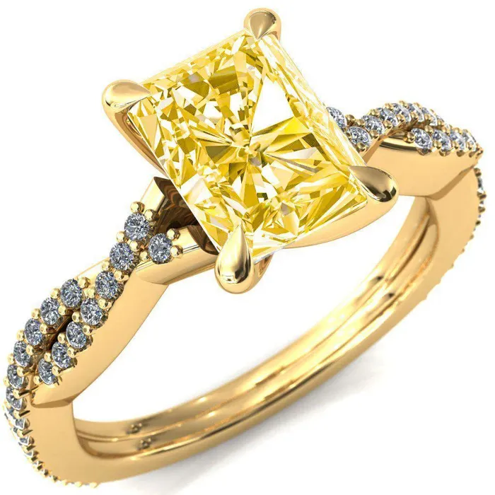 Fire Brilliance Rings Amberley Radiant Canary Yellow 4 Claw Prong 12 Infinity Diamond Accent Ring Engagement Ring Fire Brilliance Rings Amberley Radiant Canary Yellow 4 Claw Prong 12 Infinity Diamond Accent Ring Engagement Ring