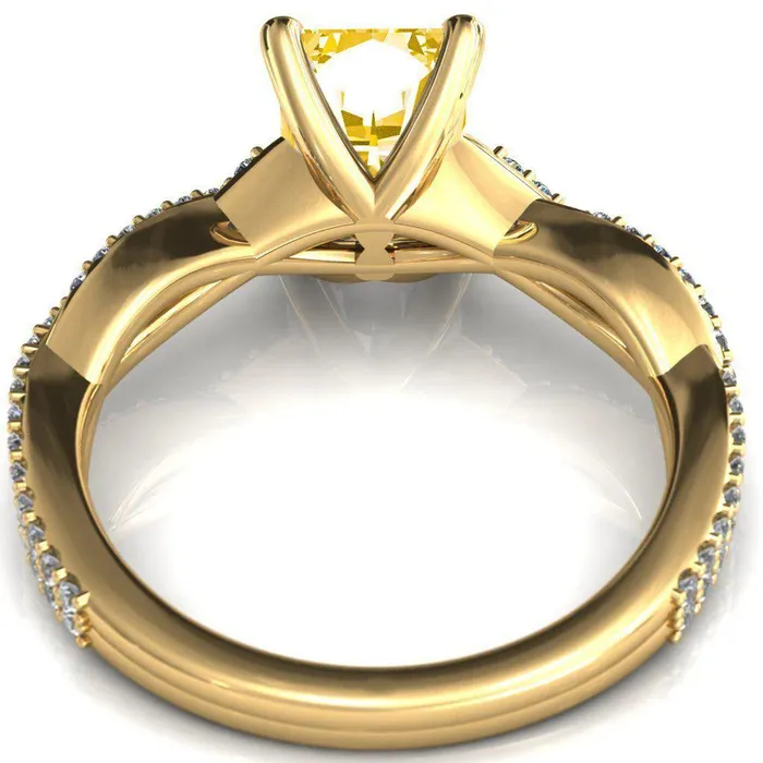 Fire Brilliance Rings Amberley Radiant Canary Yellow 4 Claw Prong 12 Infinity Diamond Accent Ring Engagement Ring