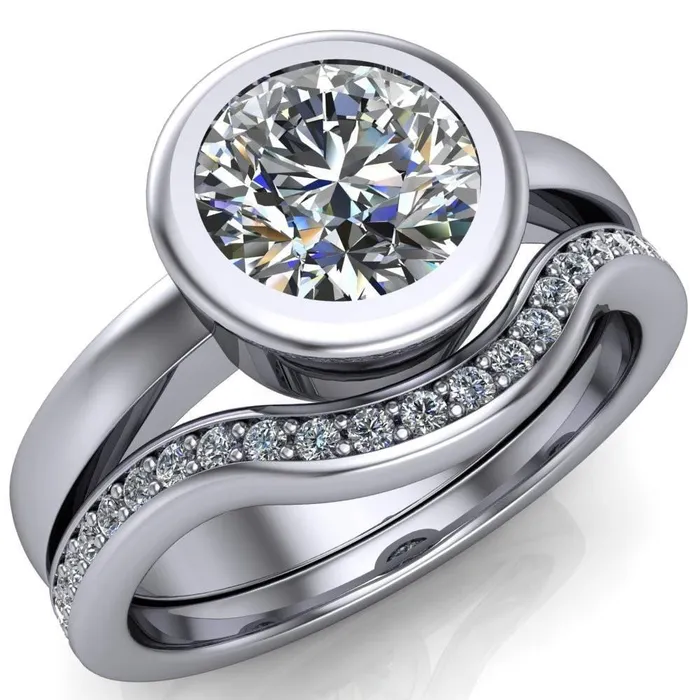 Fire Brilliance Rings Danae Round Center Stone Full Bezel Set Euro Shank Solitaire Ring Fire Brilliance Rings Danae Round Center Stone Full Bezel Set Euro Shank Solitaire Ring