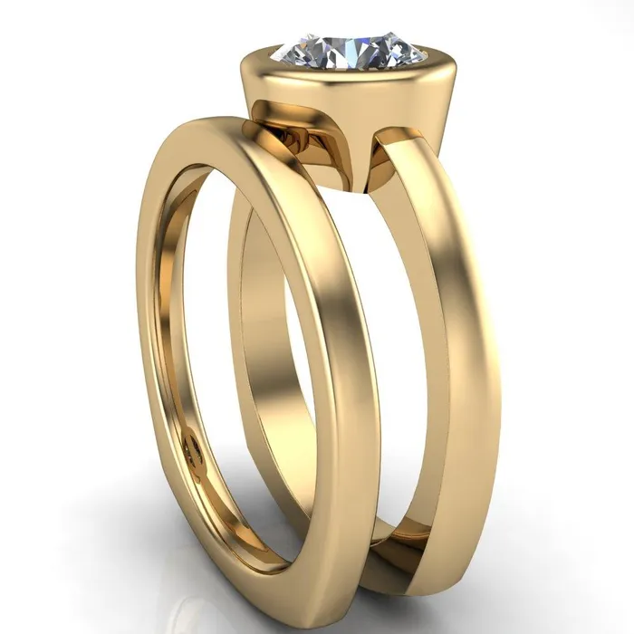 Fire Brilliance Rings Danae Round Center Stone Full Bezel Set Euro Shank Solitaire Ring
